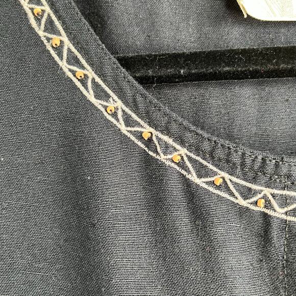 Vintage Lemon Grass Black Safari Linen Button Down Sleeveless Midi Dress Medium - Picture 10 of 15